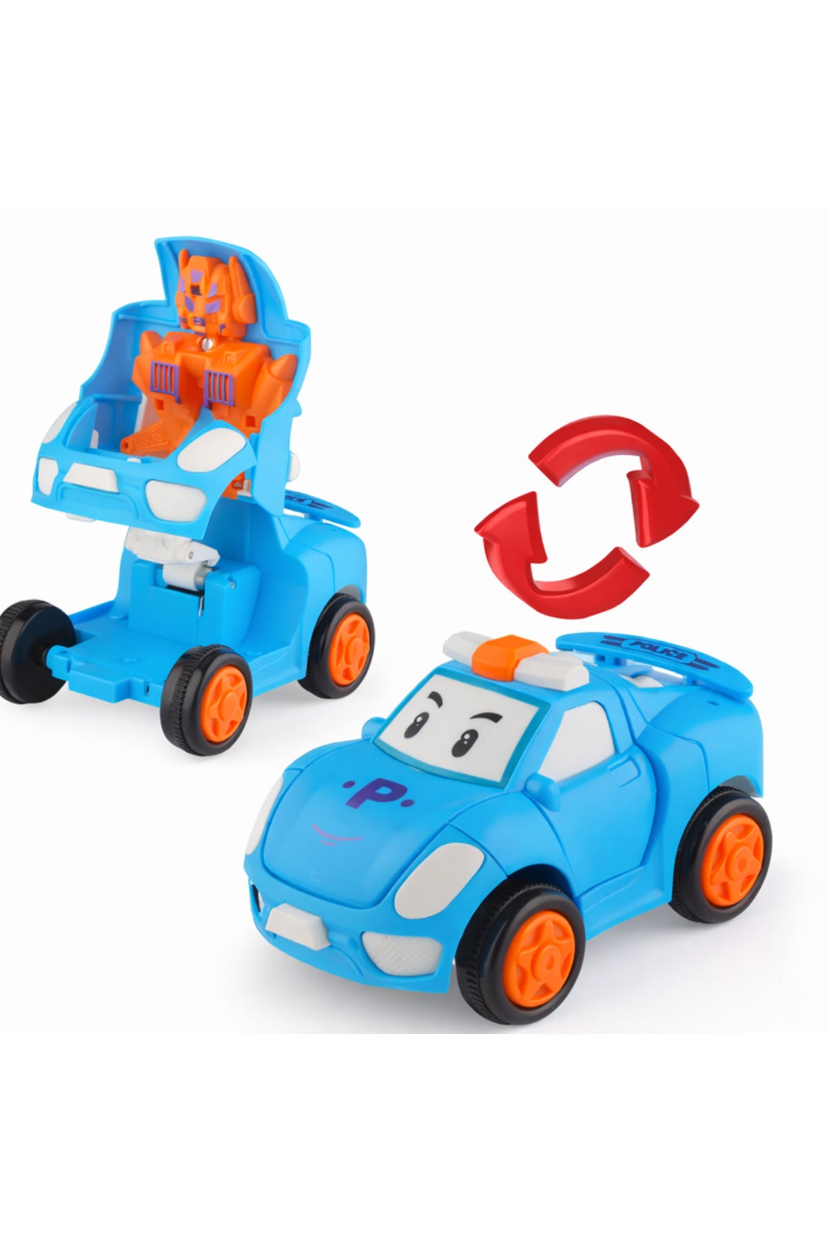 Urban Tots Transformer Mini Racing Robot Car – Push & Go Action Toy For Kids - Multicolor