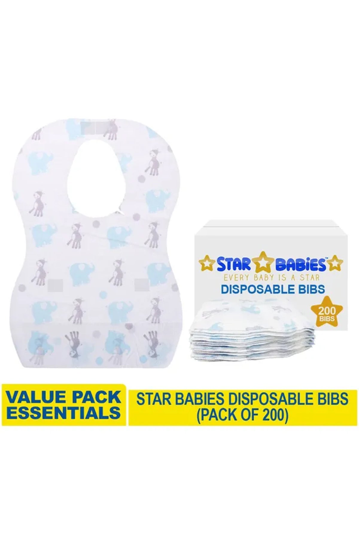 Star Babies Disposable Bibs - 200 Pieces