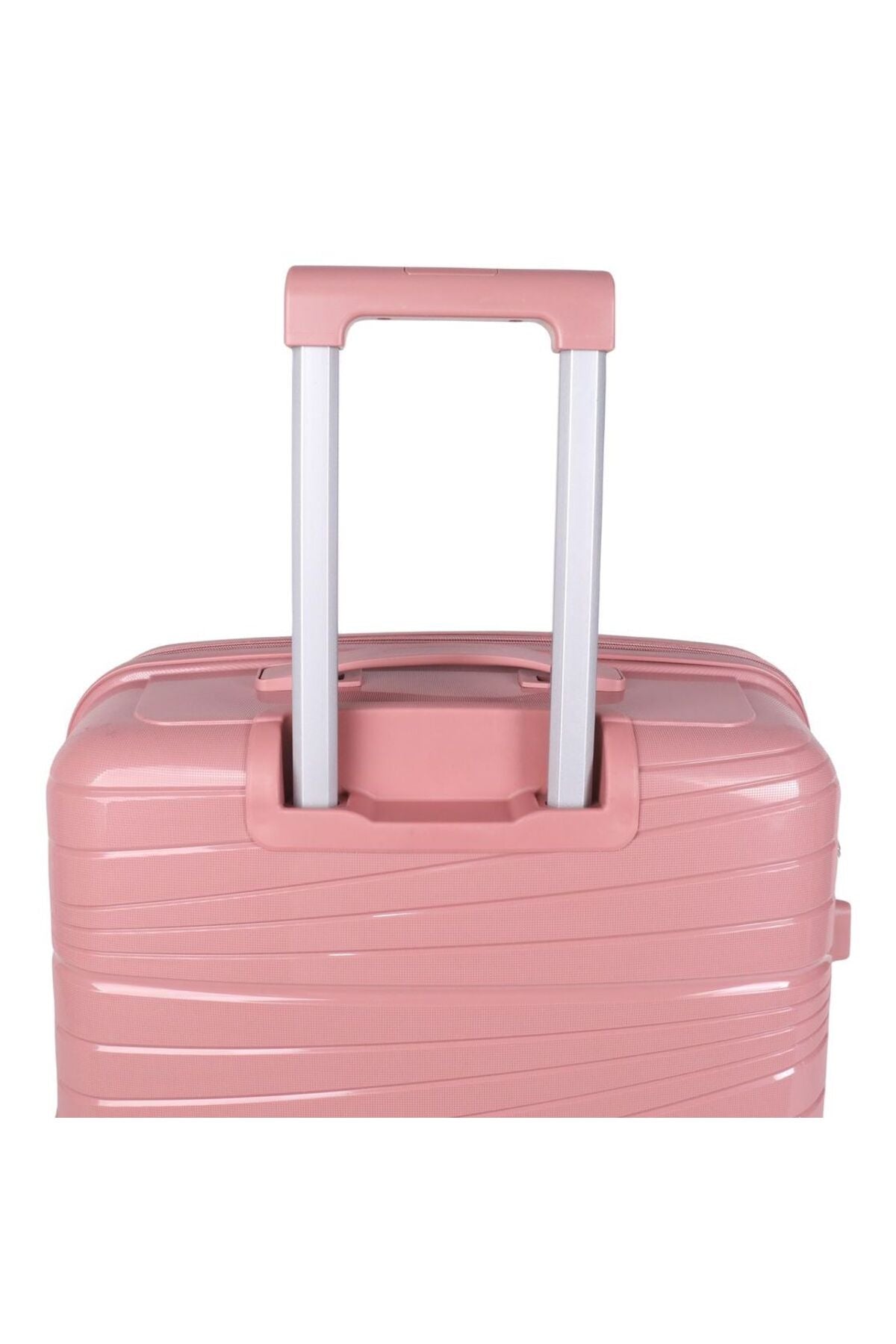 W.O.K 24" Lightweight Hard Shell Cabin Trolley – Polypropylene Luggage With Spinner Wheels & Number Lock – Rose Gold