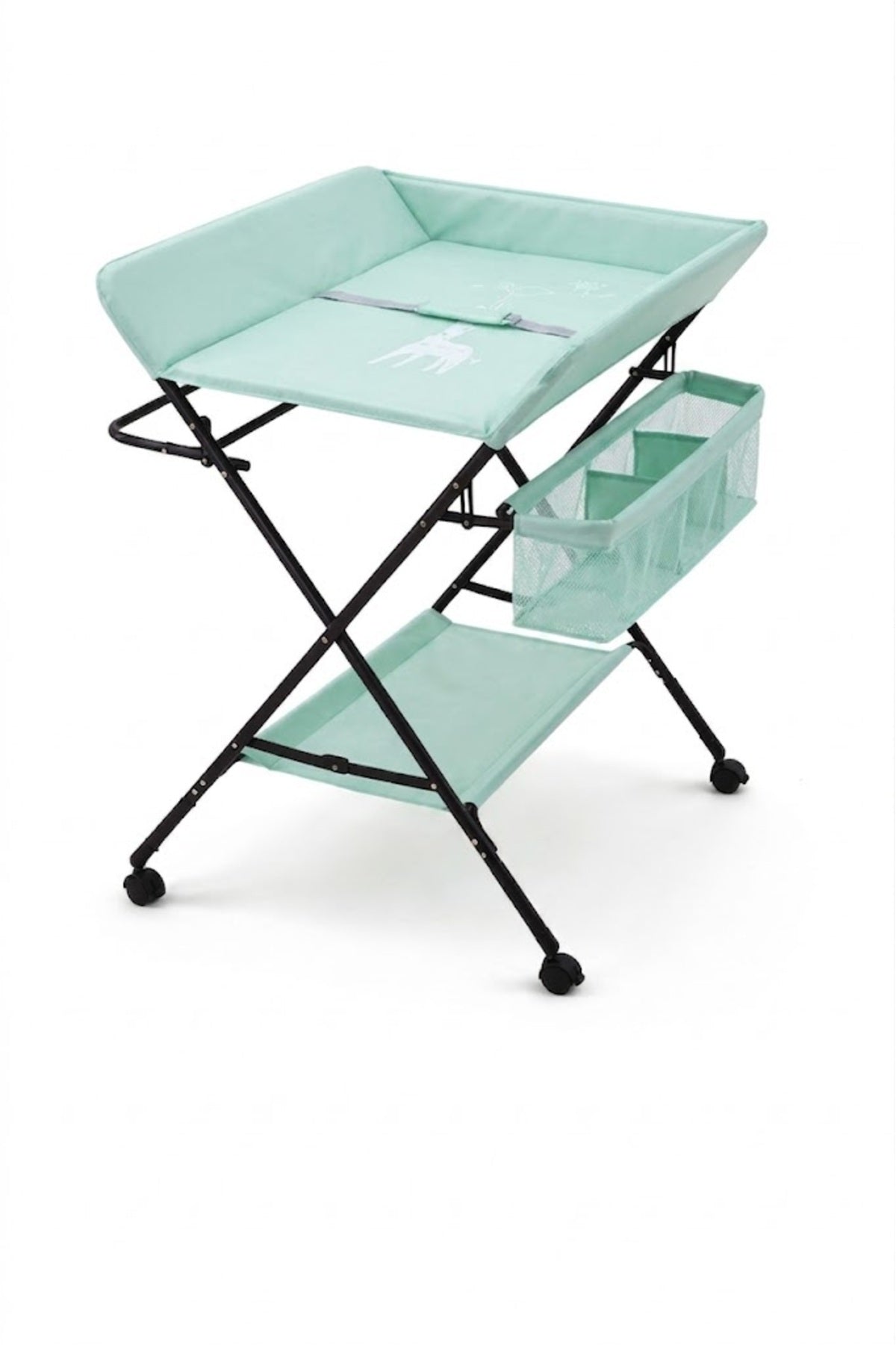 Portable Baby Changing Table with Storage Organizer & Wheels – Green