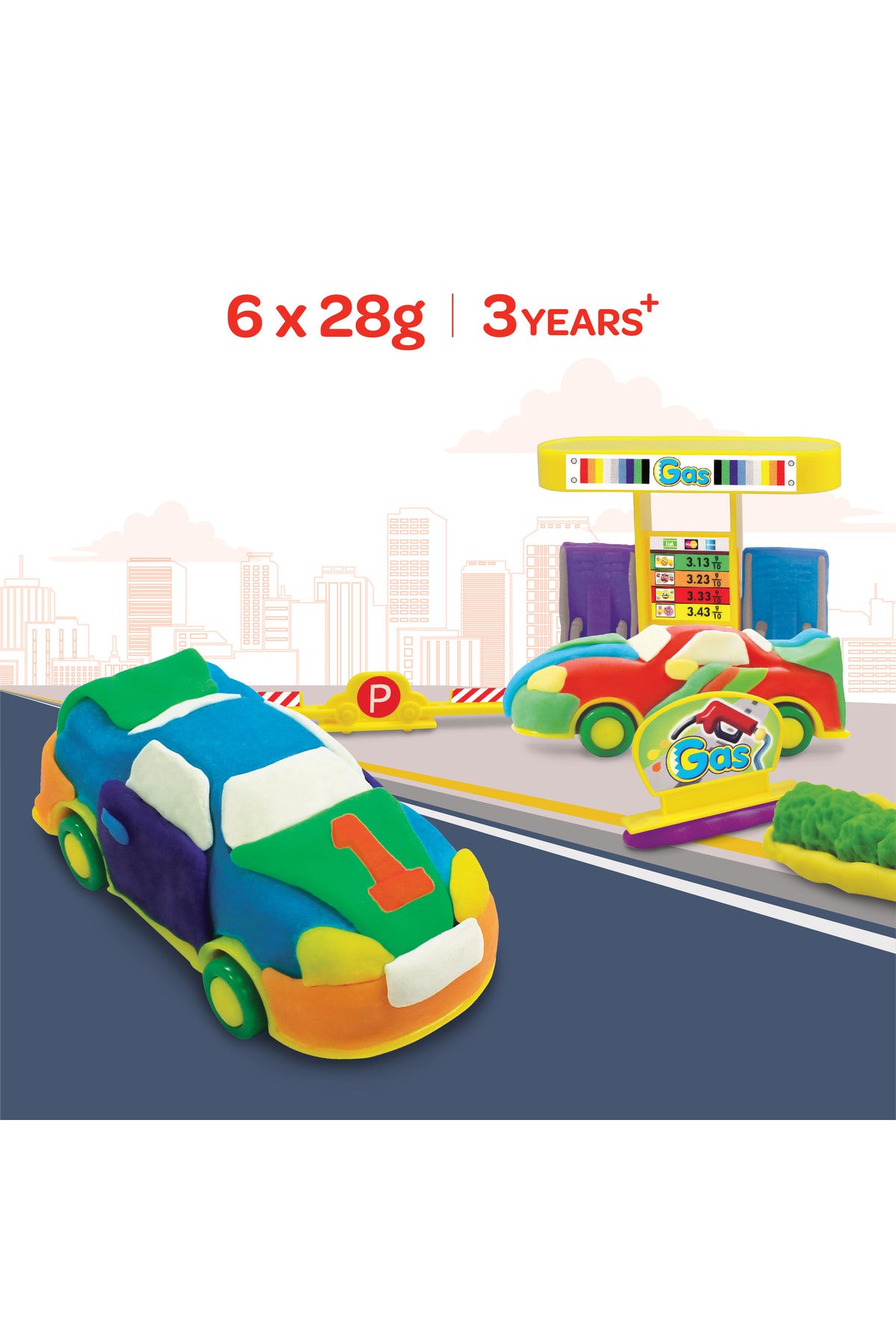 MOON Kid's Dough Car Set. 6 x 1oz dough bag