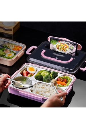 Star Babies Kids Lunch Box & Water Bottle Set | 500ml Stainless Steel Water Bottle | 5-Compartment Food Grade 304 Stainless Steel Lunch Box