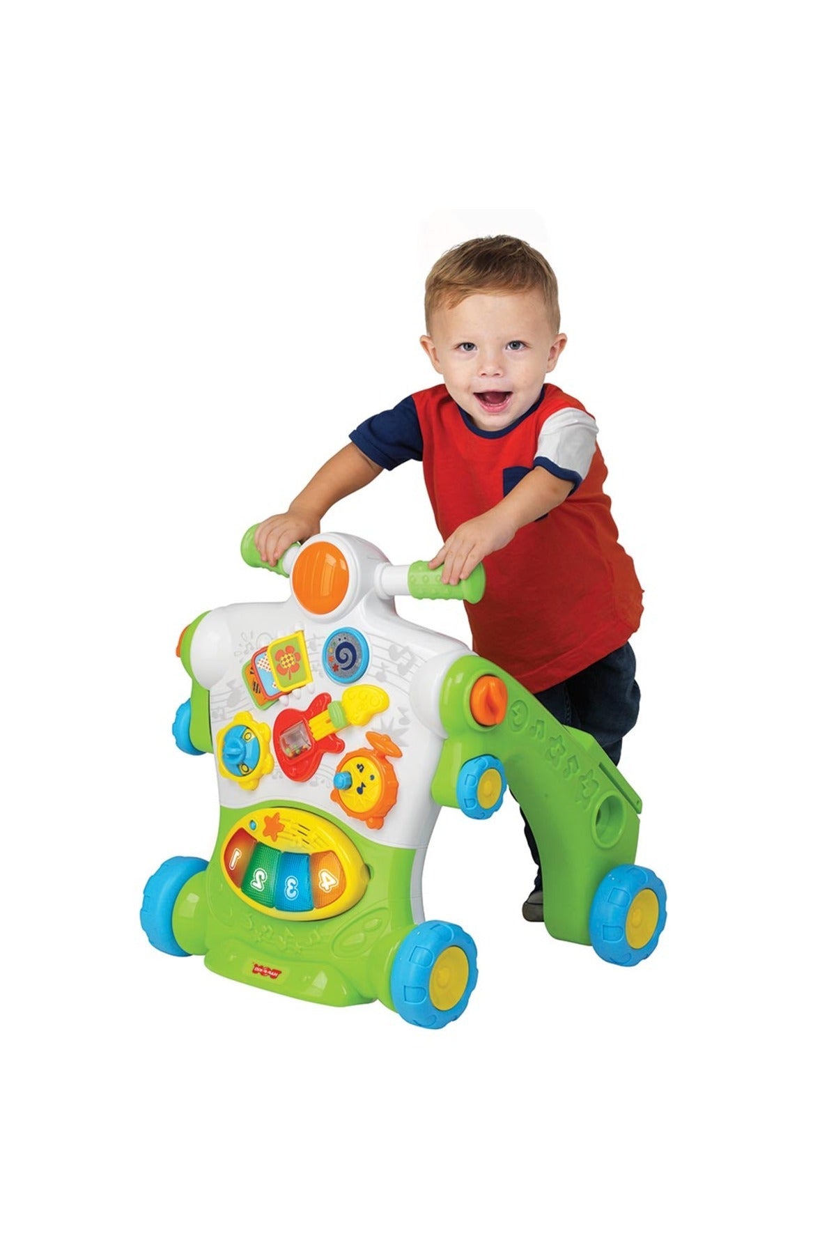 Little Learners 3 in 1 Ride-On Walker - Sit, Stand, Ride, Removable Piano, Interactive Dashboard, Durable Design, 9M+