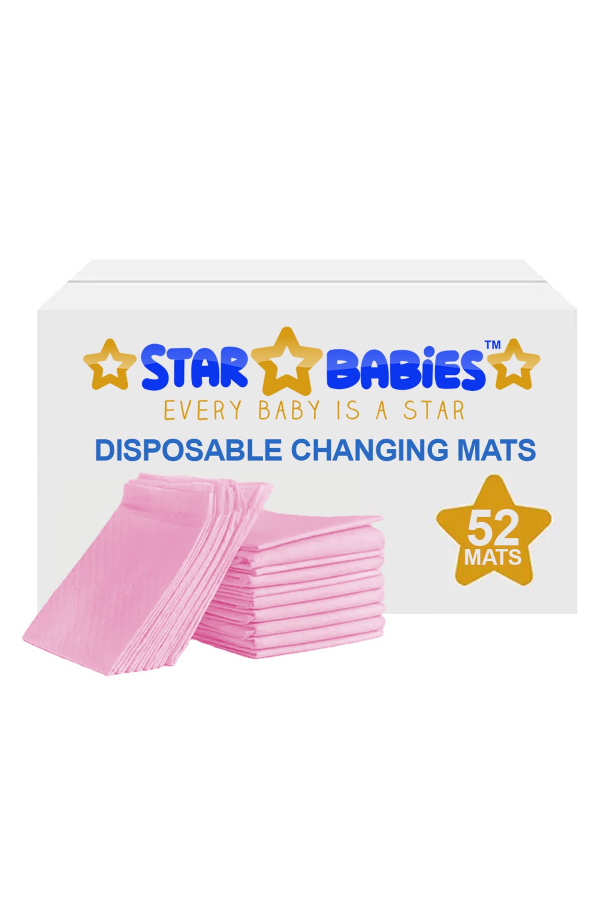 Star Babies - Disposable Changing Mats - Pink - 52 Pcs