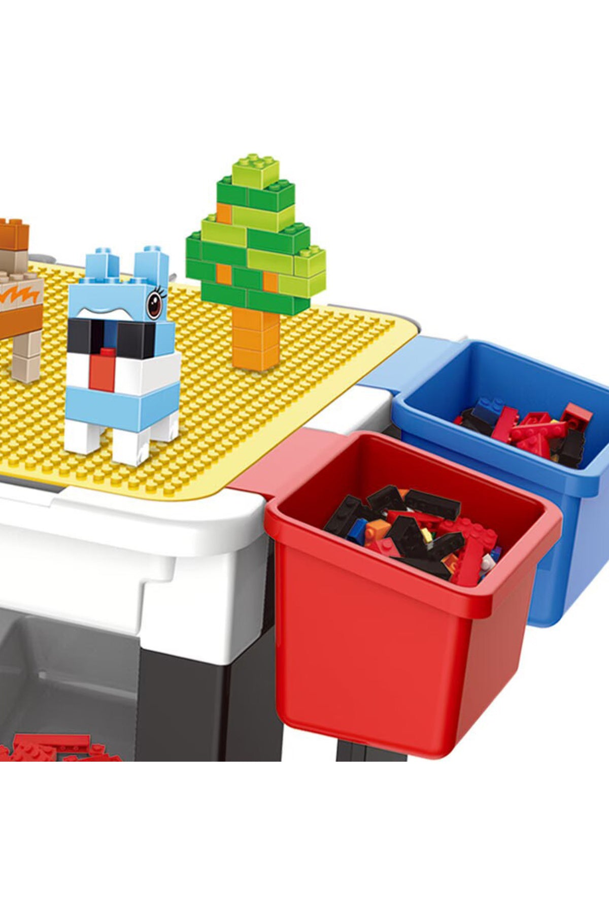 Kikibebe 300-Piece Building Block Table – Combines Building Blocks, Study Desk & Play Surface – Multicolor