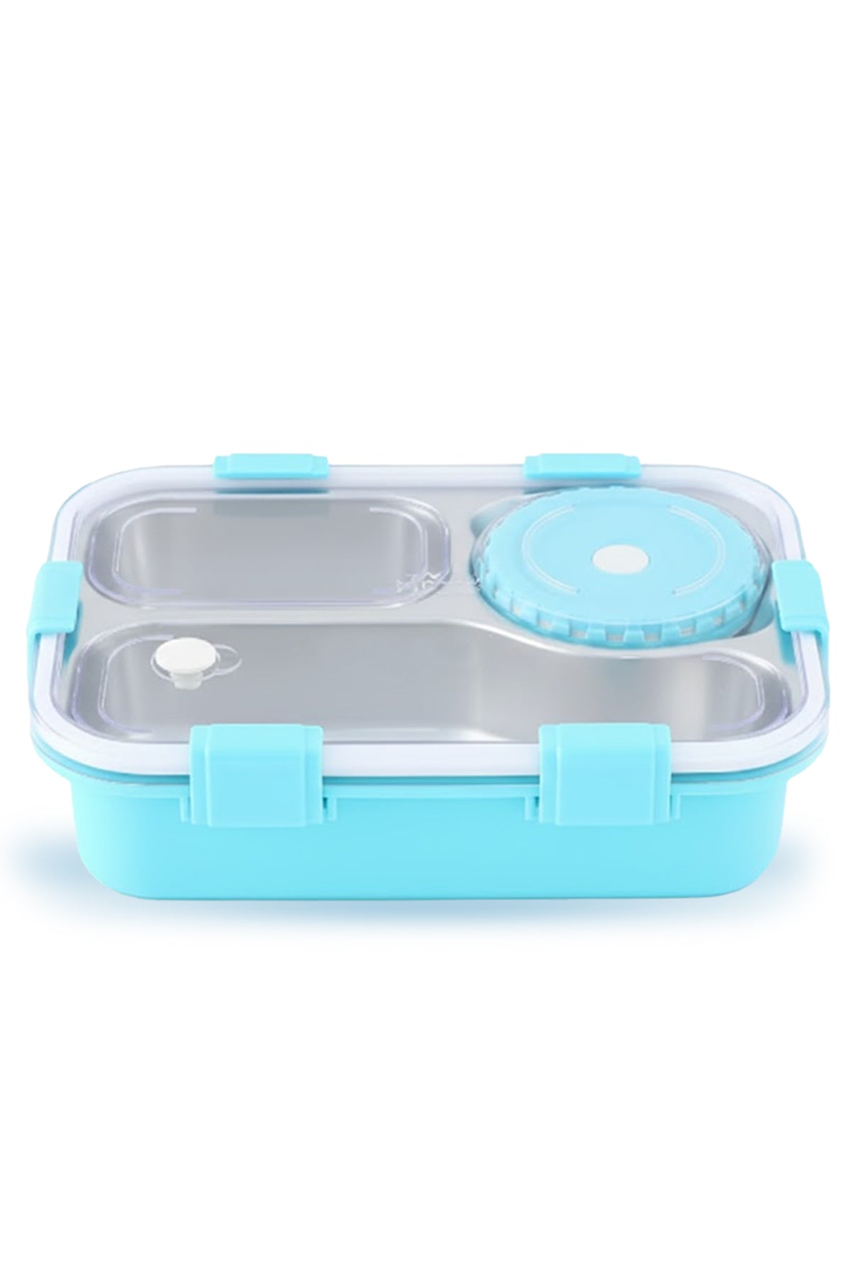 Star Babies Food Grade 304 Stainless Steel Bento Lunch Box with 4 Compartments and Leak-Proof Lid - Blue