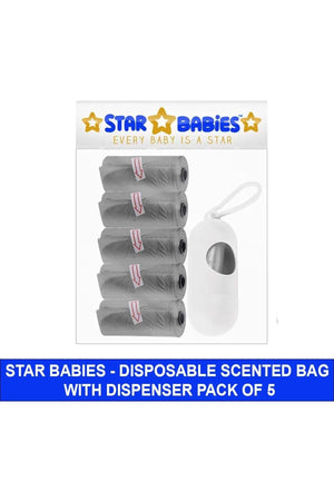 Star Babies - Scented Bag Pack of 5/75 Bags Grey & Assorted Dispenser