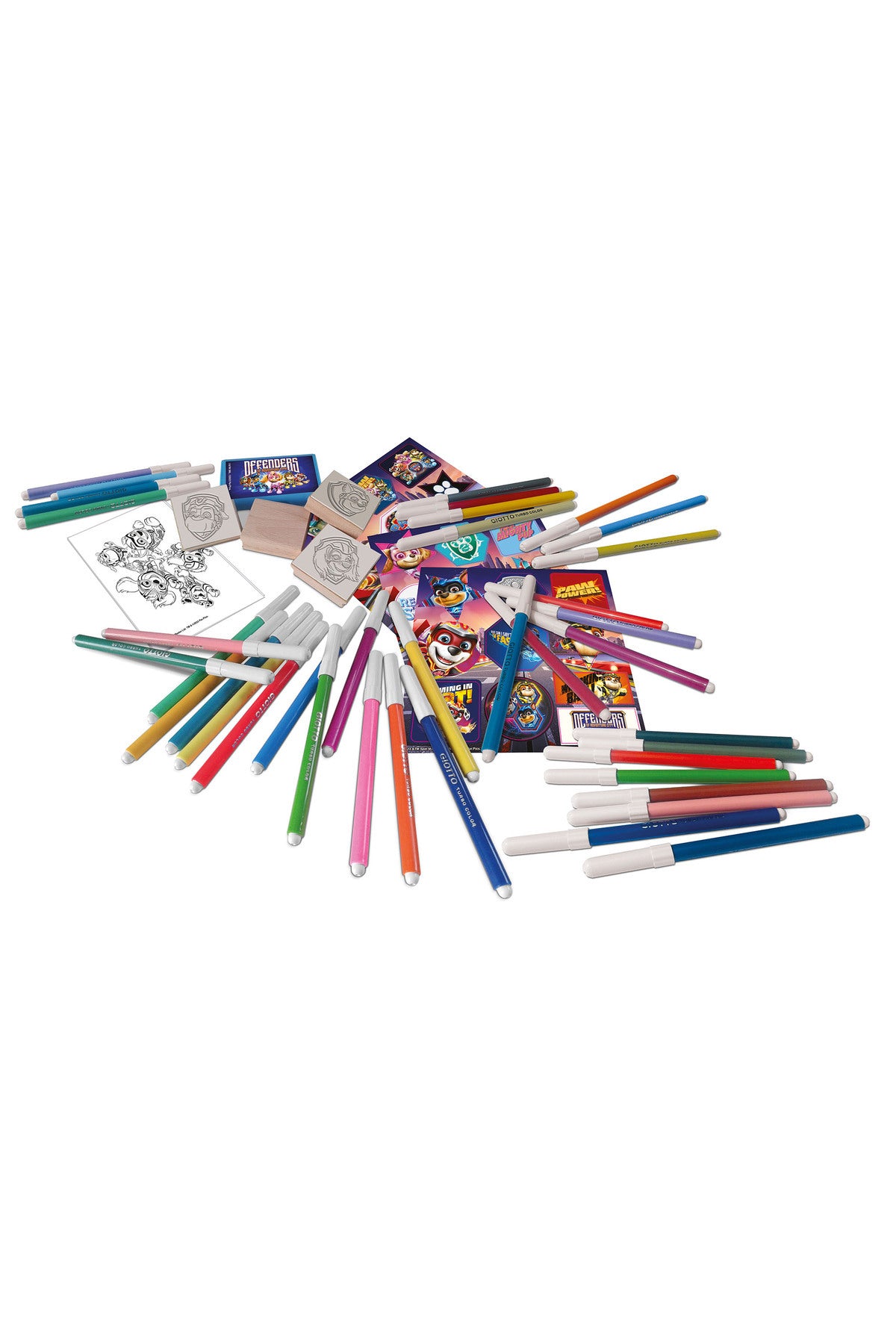 Multiprint Paw Patrol Movie 60-Piece Felt-Tip Pen Set – Includes 60 Felt Pens, 10 Pencil Crayons, 10 Wax Crayons, 6 Stamps, Ink Pad, Coloring Book, Notebook & 30 Stickers – 100% Made in Italy