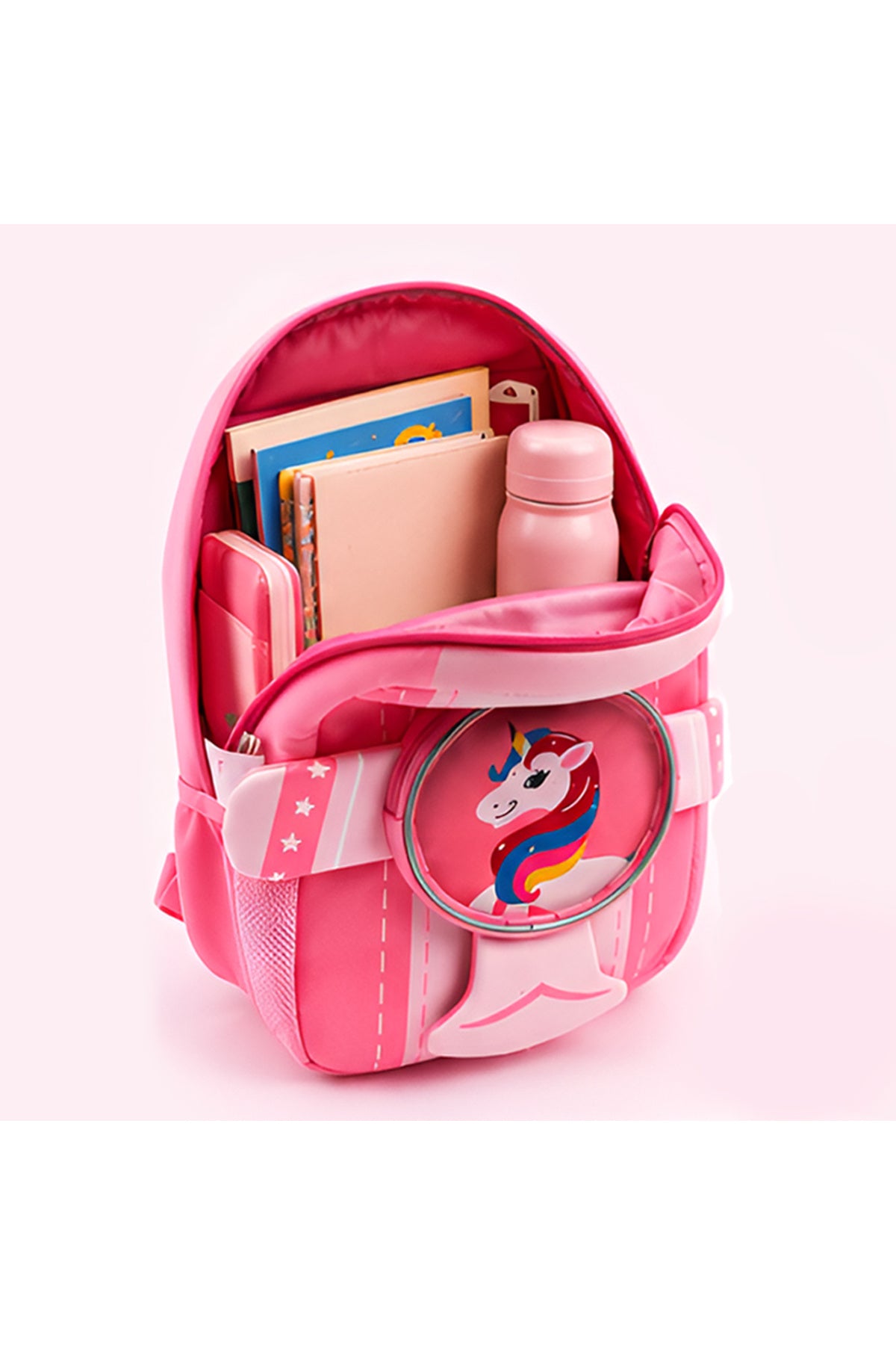 Cocobee Aeroplane Style Unicorn Printed Backpack For Girls – Pink- 16.5 inch