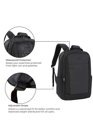 MOON School Backpack, Lightweight Backpack with Laptop Compartment-  Black