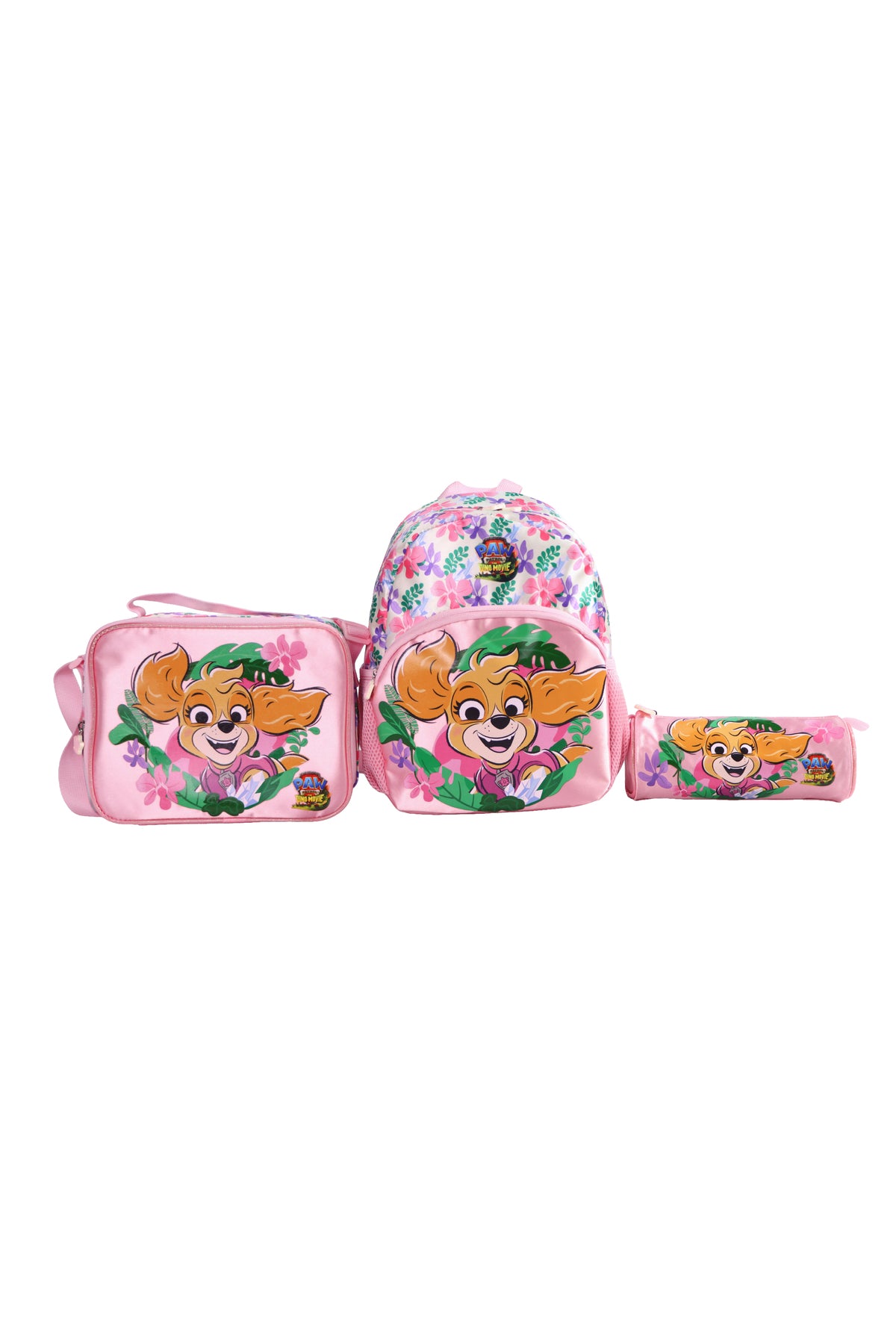 MOON Licensed PAW PATROL 3 in 1 Kids Backpack Set  - (13-Inch) Premium Kids School Bag with Lunch Bag & Pencil Case-Pink