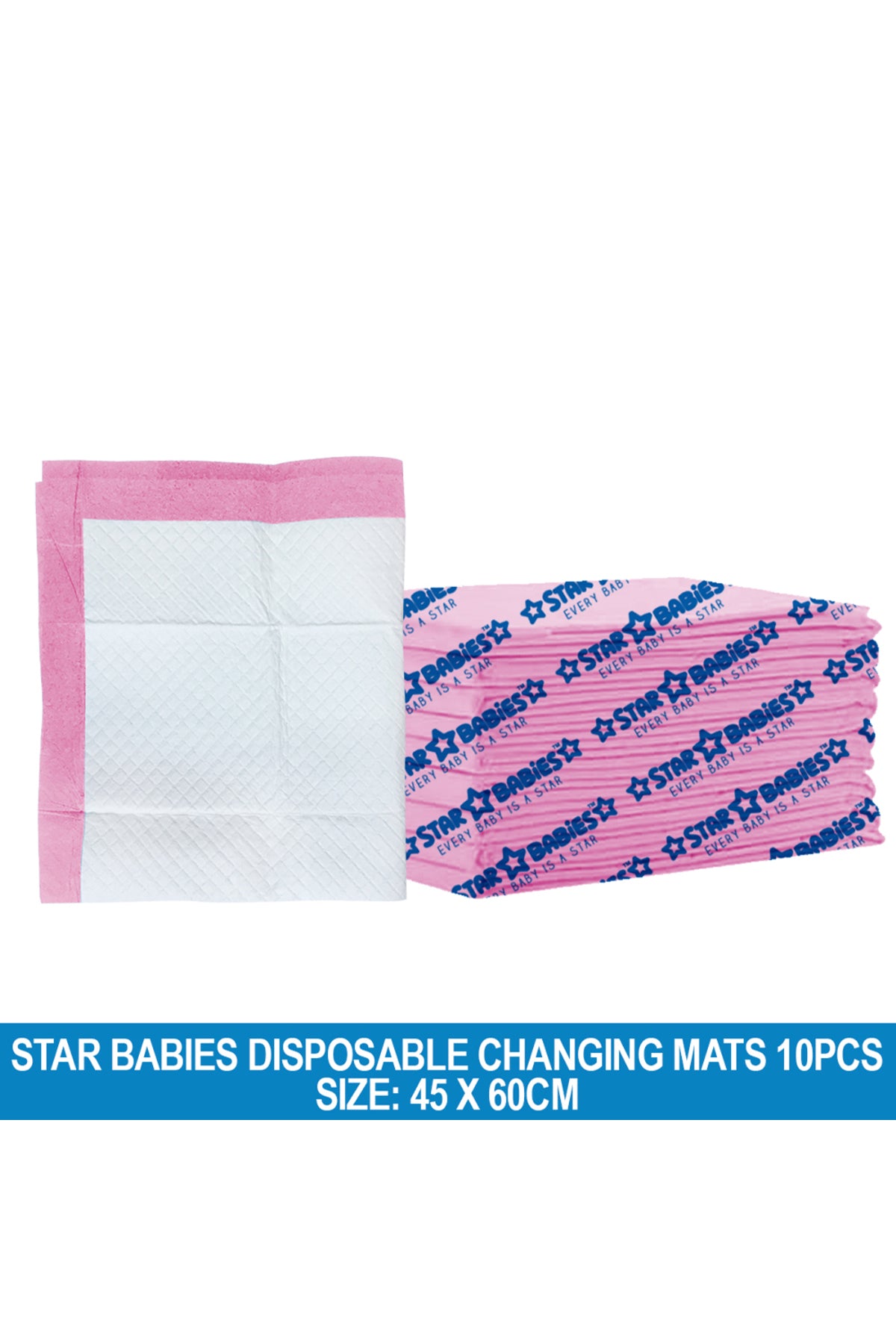 Star Babies - Disposable Changing Mat - L - 45 X 60 cm - 10pcs - Pink