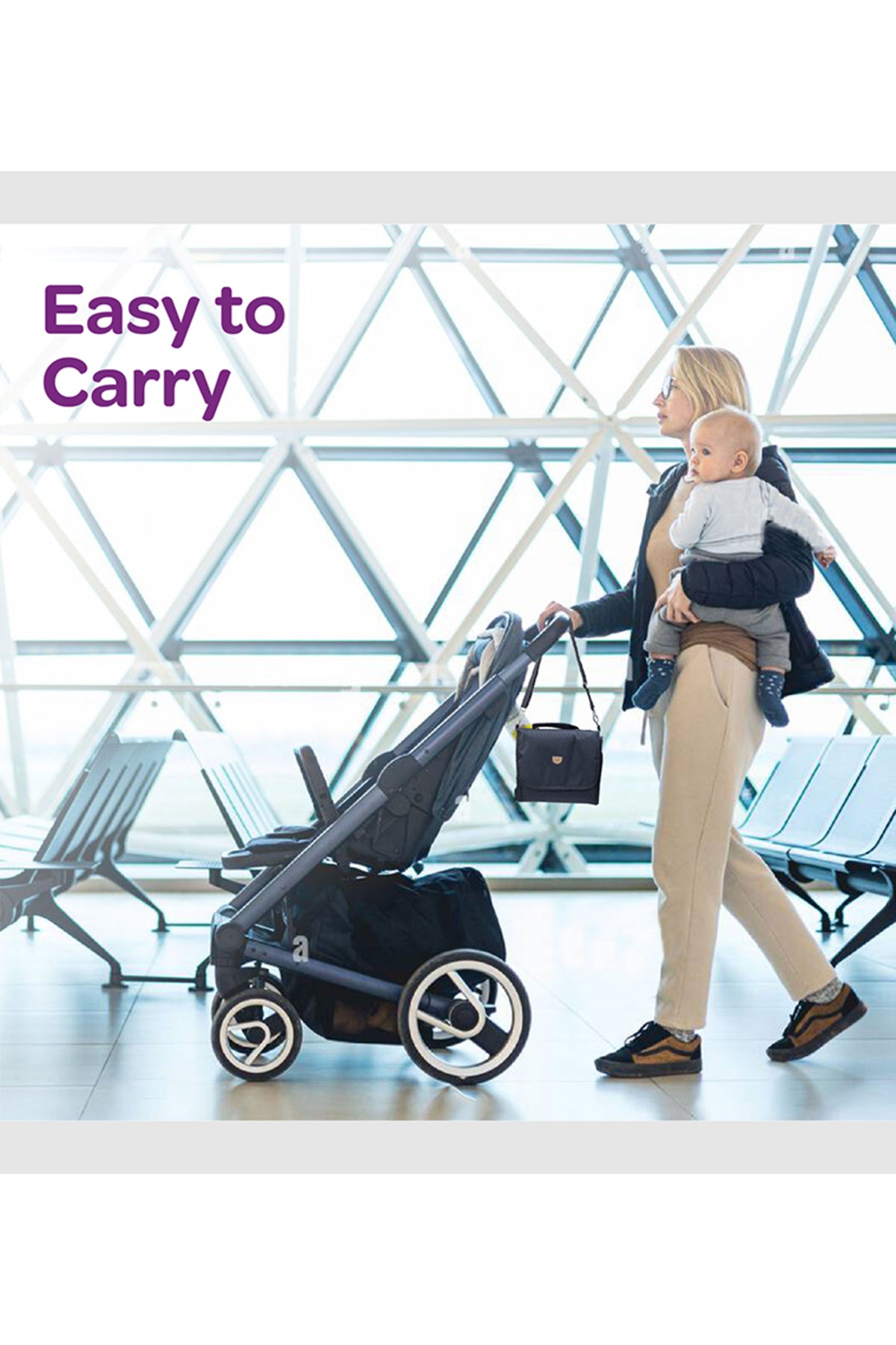 MOON Portable Diaper Changing Station -Waterproof Foldable Baby Travel Changing Bag kit -Light Grey