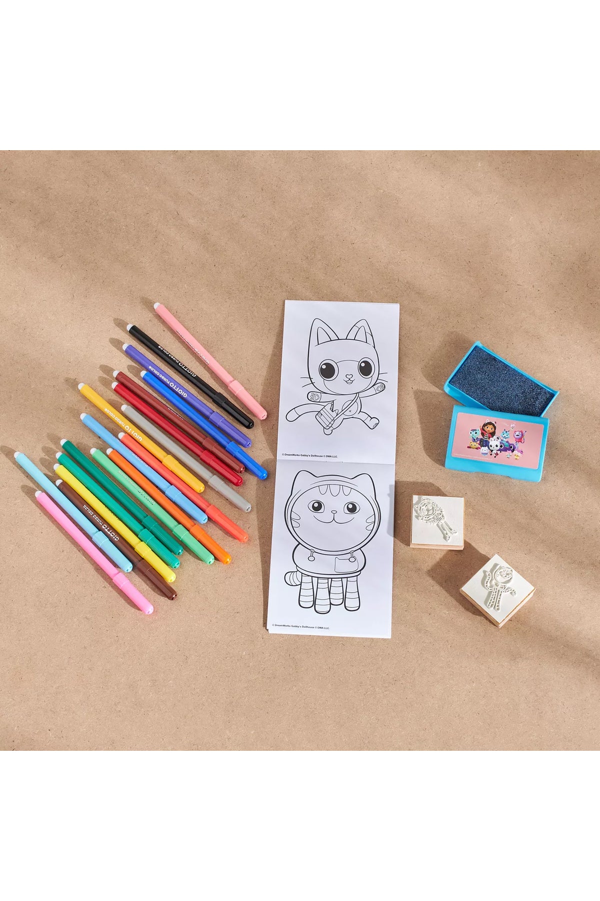 Disney Princess Ariel Felt Tip Pen Set | 18 Colorful Felt Pens with 2 Stamps & 1 Ink Pad | Kids Art & Craft Stationery Gift Set