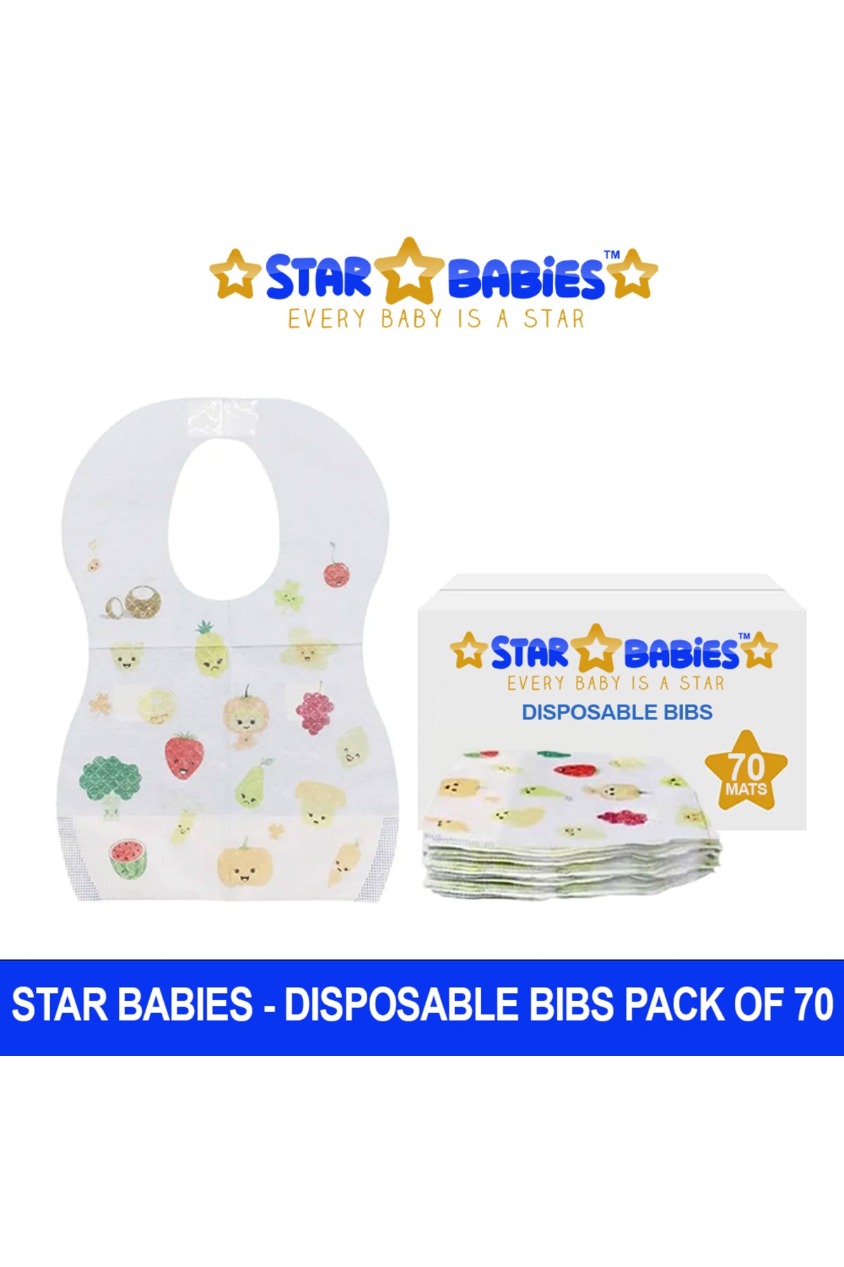 Star Babies - Disposable Bibs - Fruits - Pack of 70