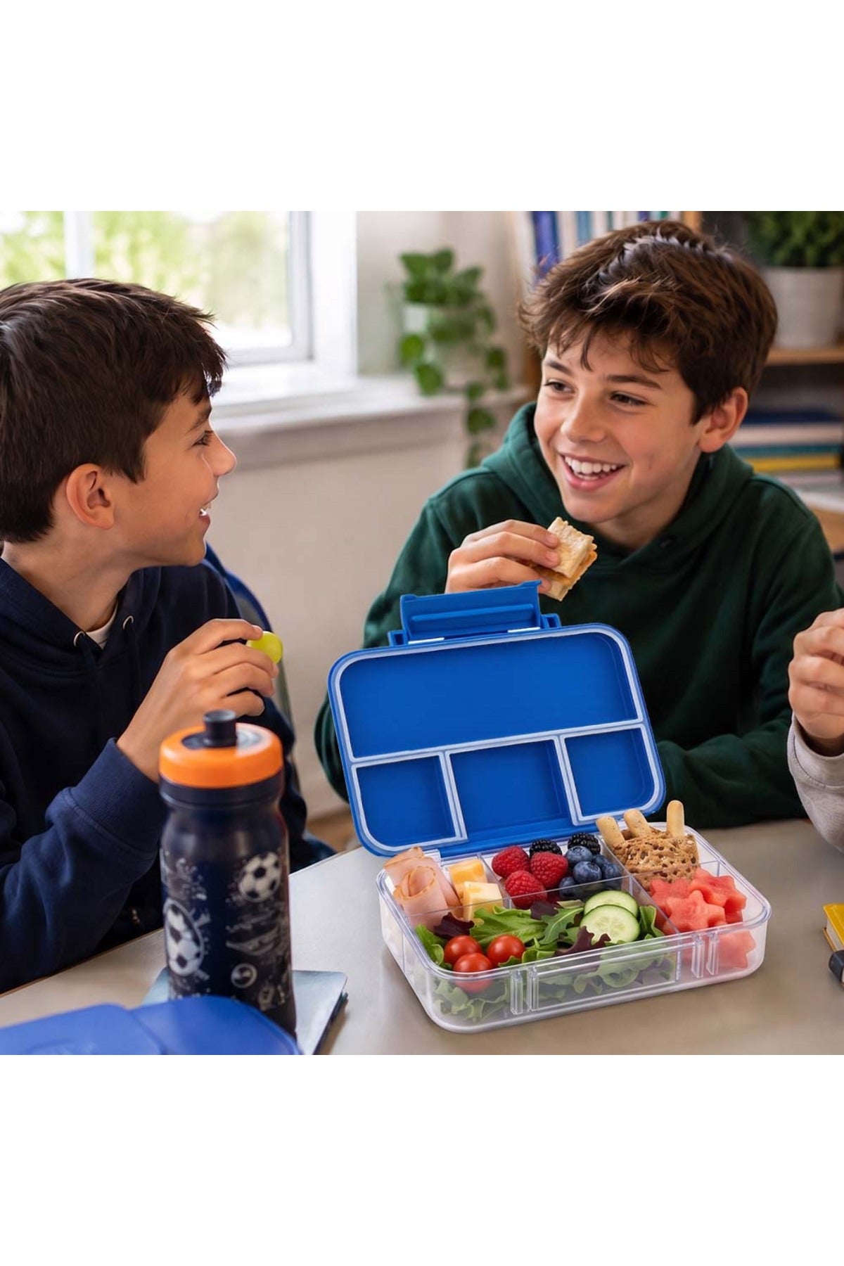 Cocobee-Tritan Bento Lunch Box, Bpa Free, 4 Compartments, Leakproof, Design – Blue