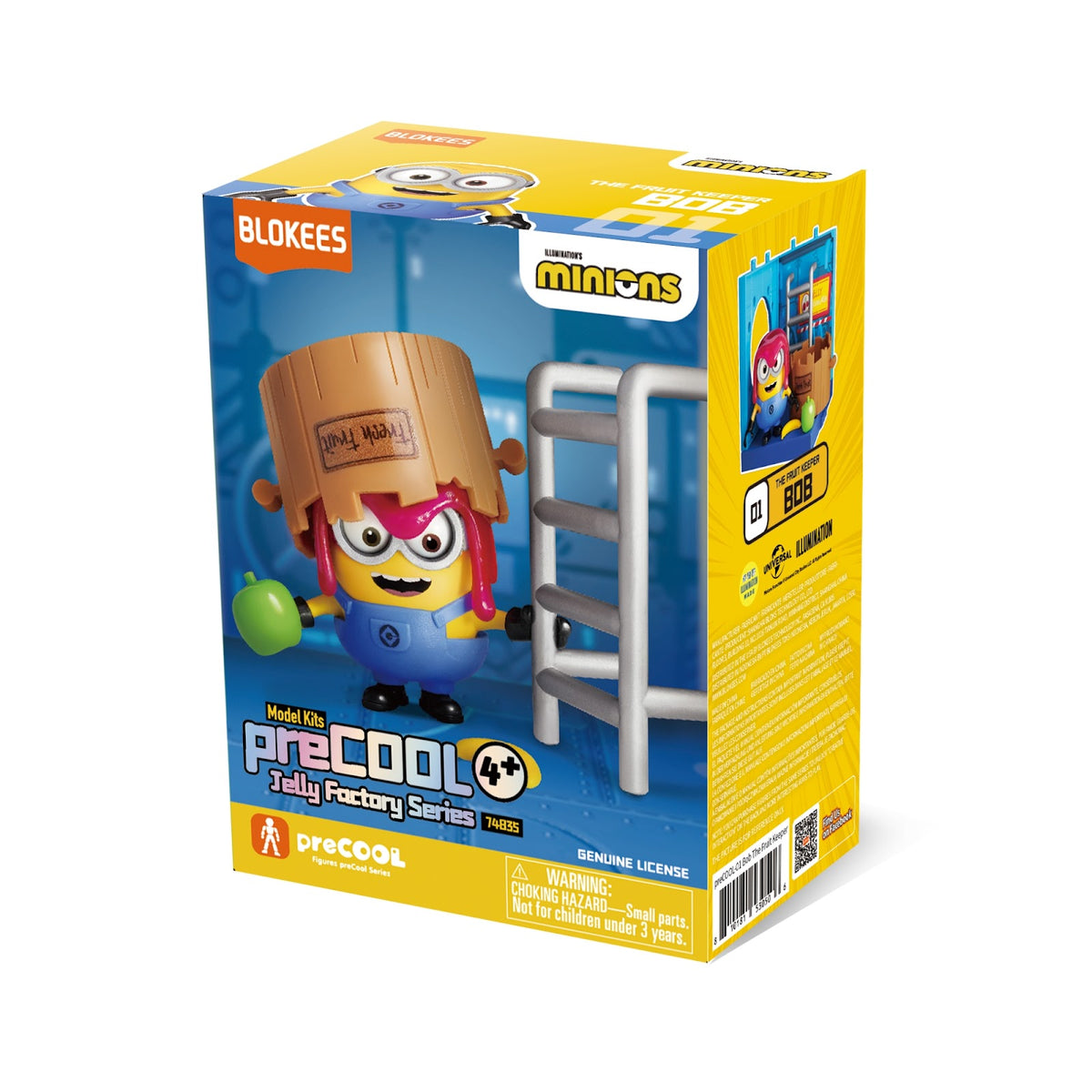 Blokees PreCOOL Minions Bob The Fruit Keeper Model Kit – Buildable Collectible Action Figure Playset with Fresh Fruit Barrel Accessories, STEM Construction Toy for Kids 4+