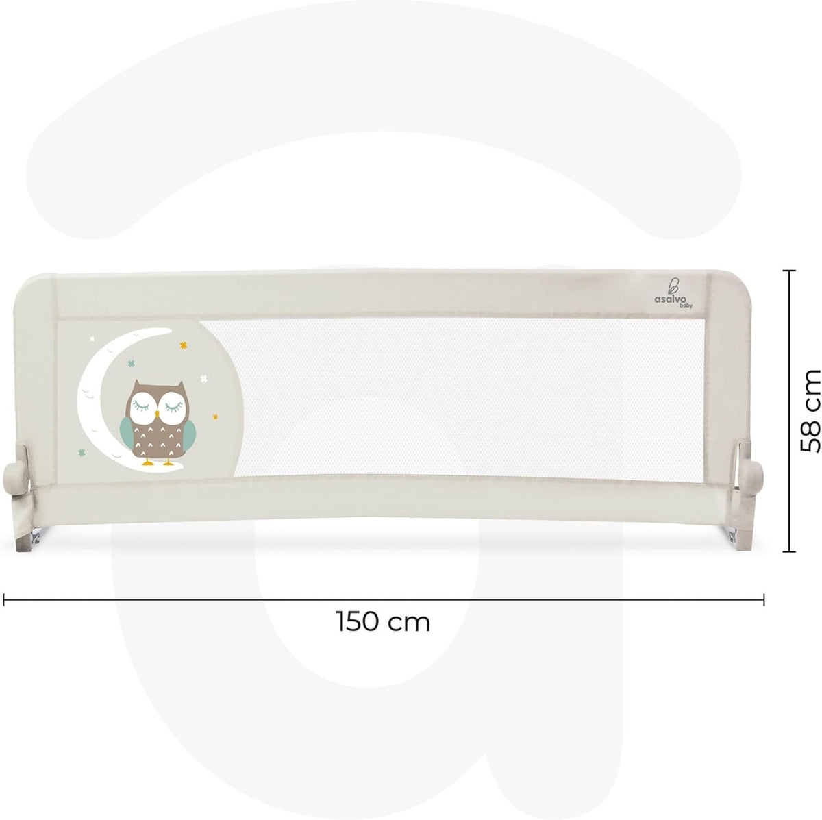 Asalvo Safety Bed Rail for Children 150 cm. 2 in 1 Owl – Folding with Adjustable Strap