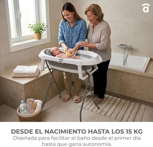 Asalvo Luigi Foldable Baby Bath for Newborn, White/Gray - 0-12 months up to 15 kg.