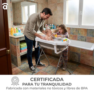 Asalvo Luigi Foldable Baby Bath for Newborn, White/Gray - 0-12 months up to 15 kg.