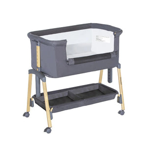 Asalvo Smart 2-in 1 Co-Sleeping Mini Crib & Bed with Mattress - Grey, - 0-6 months