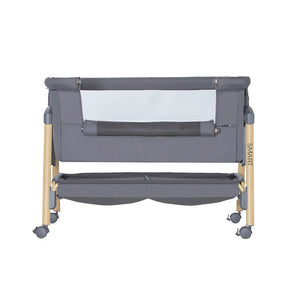 Asalvo Smart 2-in 1 Co-Sleeping Mini Crib & Bed with Mattress - Grey, - 0-6 months