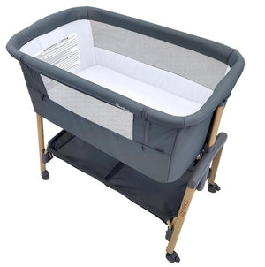 Asalvo Smart 2-in 1 Co-Sleeping Mini Crib & Bed with Mattress - Grey, - 0-6 months