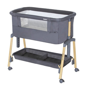 Asalvo Smart 2-in 1 Co-Sleeping Mini Crib & Bed with Mattress - Grey, - 0-6 months