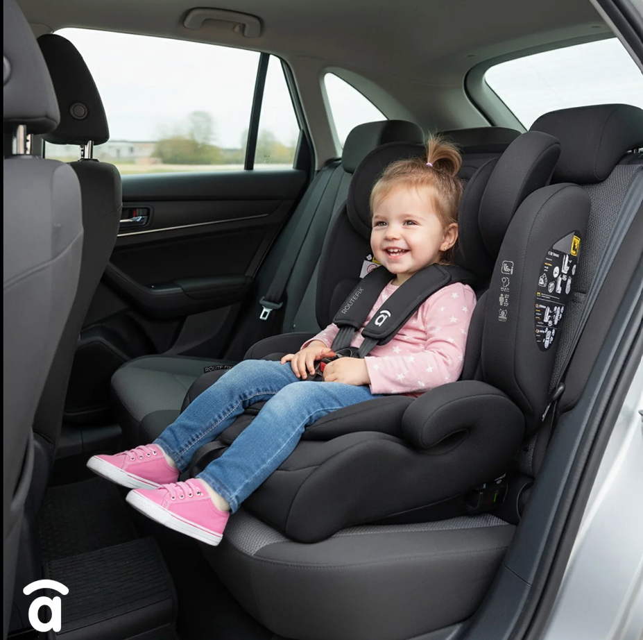 Asalvo Route Fix Convertible Car Seat, Group 1/2/3 (9-36kg), Isofix + Top Tether, Black