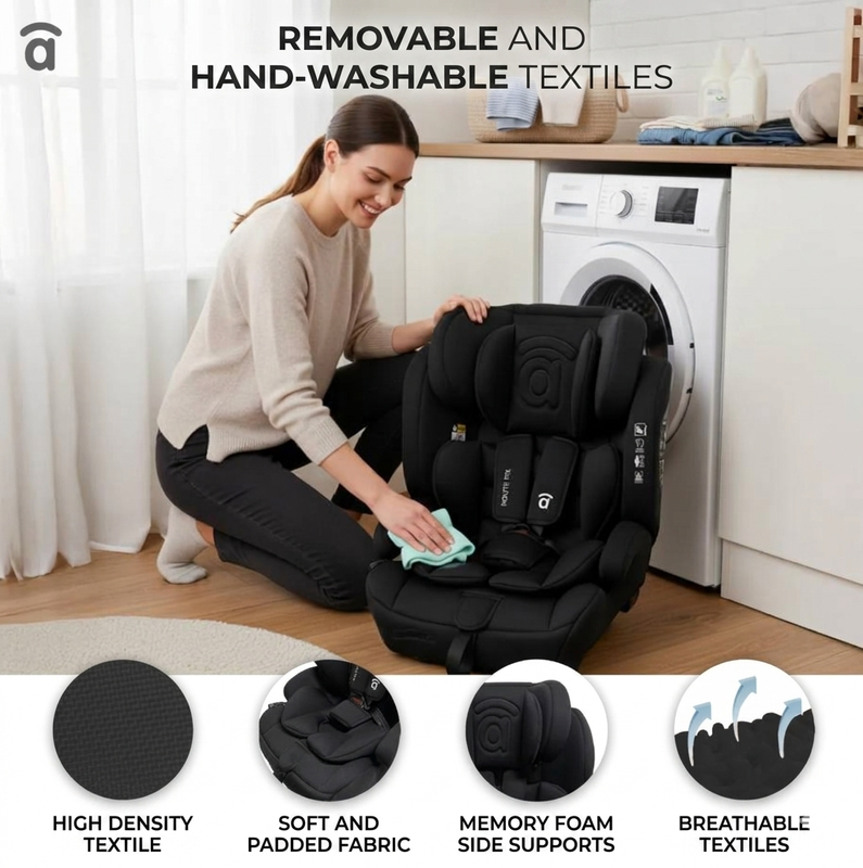 Asalvo Route Fix Convertible Car Seat, Group 1/2/3 (9-36kg), Isofix + Top Tether, Black
