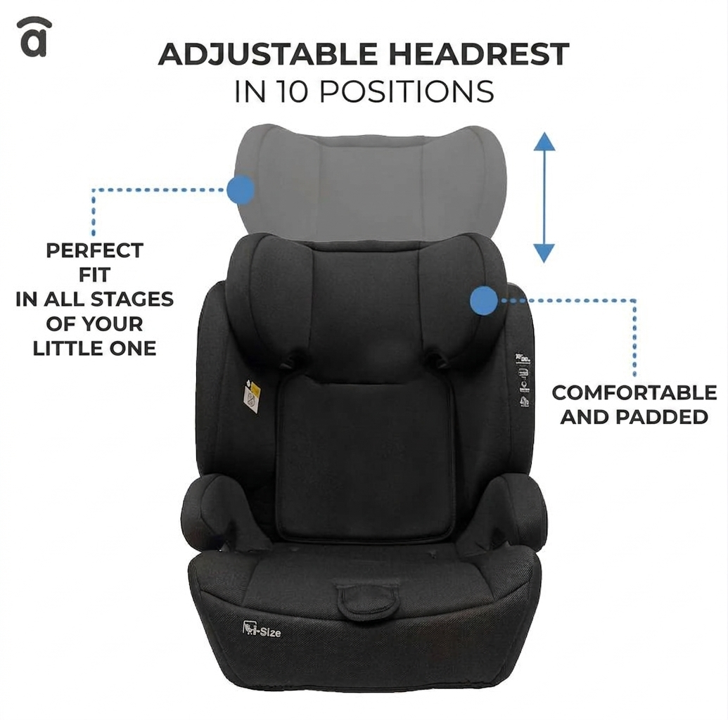 Asalvo Route Fix Convertible Car Seat, Group 1/2/3 (9-36kg), Isofix + Top Tether, Black