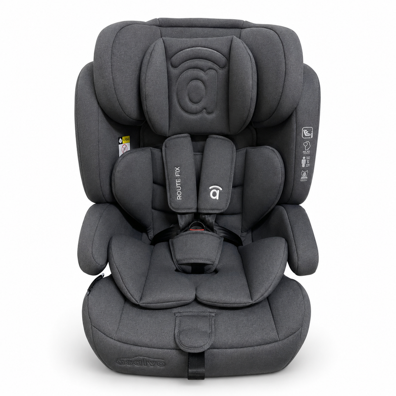 Asalvo Route Fix Convertible Car Seat, Group 1/2/3 (9-36kg), Isofix + Top Tether, Grey