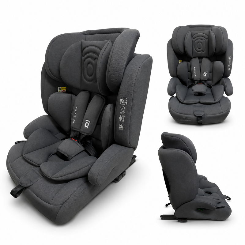 Asalvo Route Fix Convertible Car Seat, Group 1/2/3 (9-36kg), Isofix + Top Tether, Grey