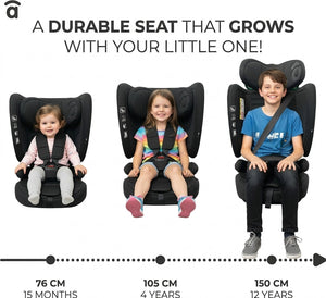 Asalvo Neocare i-Size Convertible Car Seat ECE R129 - Black (0-12 years) Multi-Stage Protection