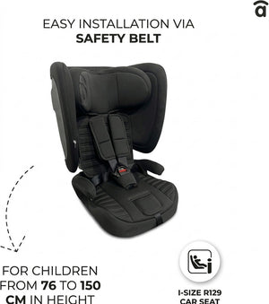 Asalvo Neocare i-Size Convertible Car Seat ECE R129 - Black (0-12 years) Multi-Stage Protection