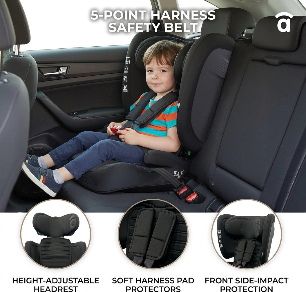 Asalvo Neocare i-Size Convertible Car Seat ECE R129 - Black (0-12 years) Multi-Stage Protection