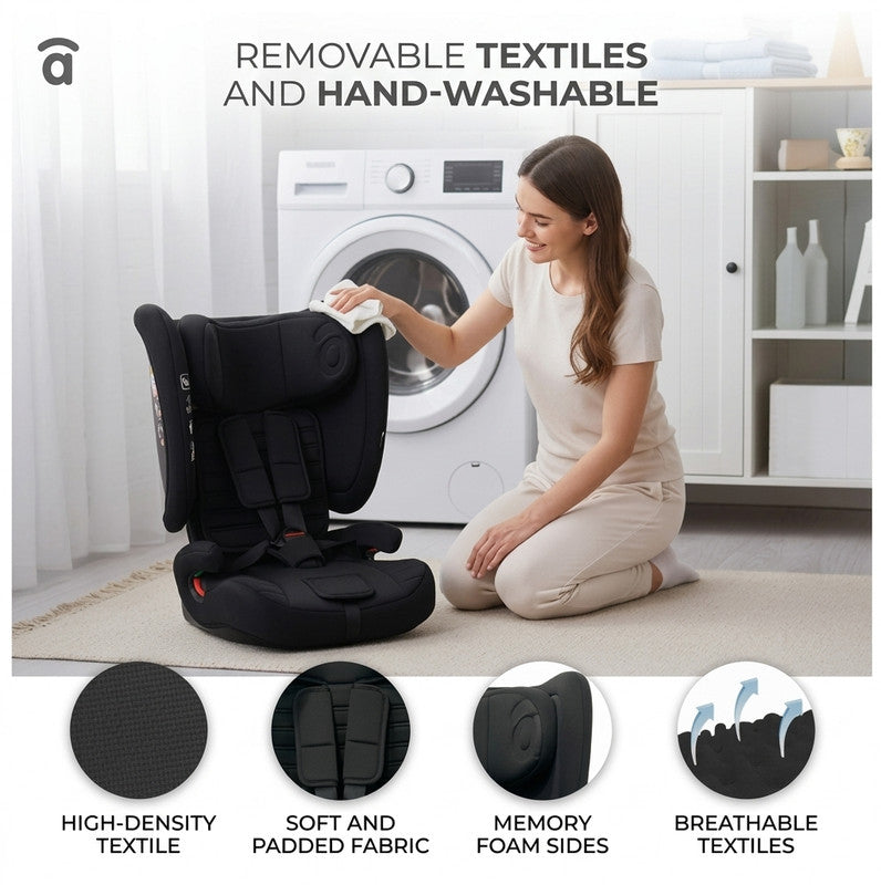 Asalvo Neocare i-Size Convertible Car Seat ECE R129 - Black (0-12 years) Multi-Stage Protection