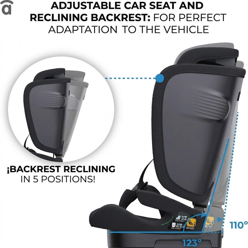 Asalvo Neocare i-Size Convertible Car Seat ECE R129 - Grey (0-12 years) Multi-Stage Protection