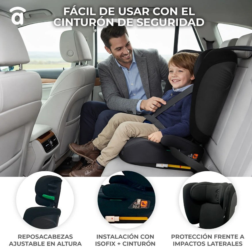 Asalvo Omniguard Convertible Car Seat Black, Isofix, I-Size, ECE R129 (4-12 years)
