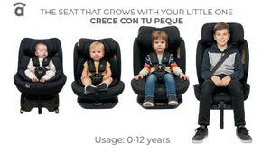 Asalvo Protocare 360° Rotating i-Size Car Seat with ISOFIX, Grey, Rear & Forward Facing