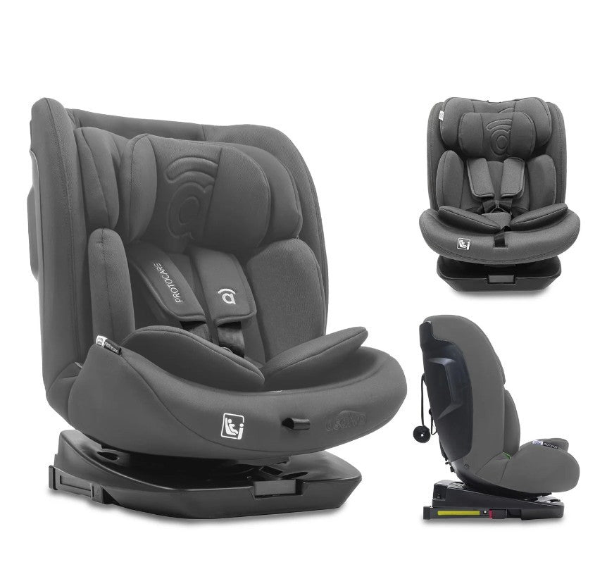 Asalvo Protocare, 360º Rotating Car Seat Grey, Isofix + Top Teether, I-Size & ECE R129 approved - 0-12 years