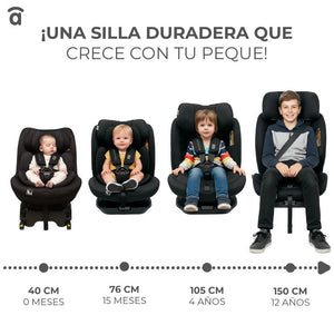 Asalvo Protocare, 360º Rotating Car Seat Grey, Isofix + Top Teether, I-Size & ECE R129 approved - 0-12 years