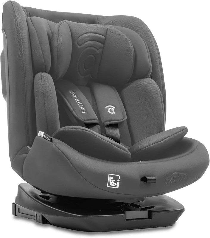 Asalvo Protocare, 360º Rotating Car Seat Grey, Isofix + Top Teether, I-Size & ECE R129 approved - 0-12 years