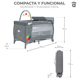 Asalvo Completa Travel Crib Umbrella, 3-in-1, Cradle, Playard & Changing Table - 0-months to 15 kg.