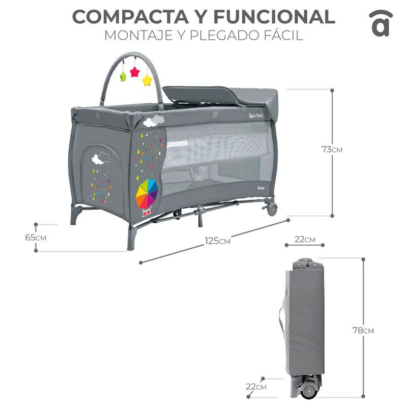 Asalvo Completa Travel Crib Umbrella, 3-in-1, Cradle, Playard & Changing Table - 0-months to 15 kg.