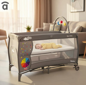 Asalvo Completa Travel Crib Umbrella, 3-in-1, Cradle, Playard & Changing Table - 0-months to 15 kg.