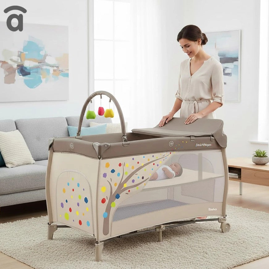 Asalvo Completa Travel Crib Tree, 3-in-1, Cradle, Playard & Changing Table - 0-months to 15 kg.