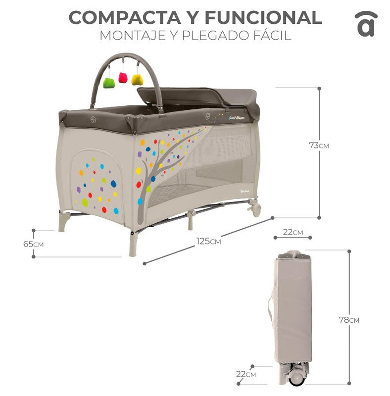 Asalvo Completa Travel Crib Tree, 3-in-1, Cradle, Playard & Changing Table - 0-months to 15 kg.