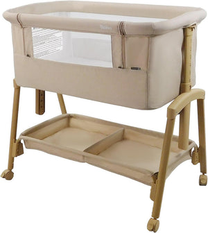Asalvo Smart 2-in 1 Co-Sleeping Mini Crib & Bed with Mattress - Beige, 0-6 months