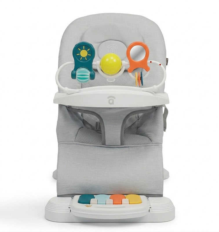 Asalvo Baby Bouncer Hawaii Grey, Ligthweight, Compact Fold with Toys - 0-6 months